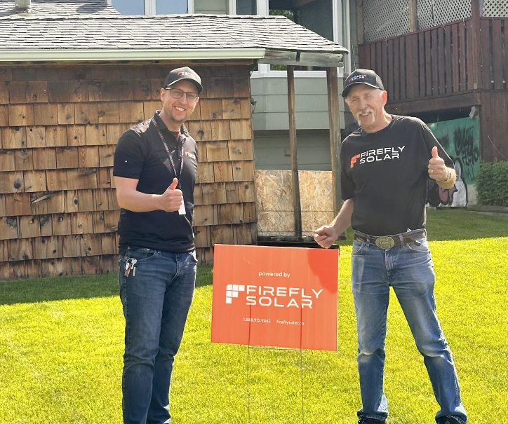 Customers with Firefly Solar yard sign